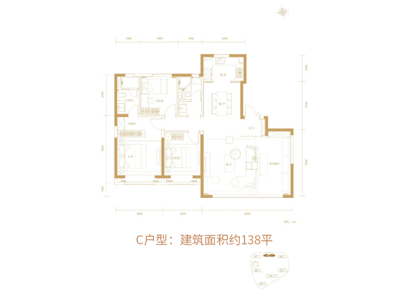 绿城明月听蘭3室2厅2卫户型图-安居乐业网